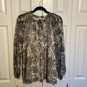 Talbots black & white paisley blouse. Size large, like new condition.